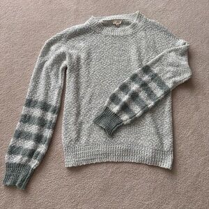 Light sea green Crewneck Sweater with Accent Stripes
